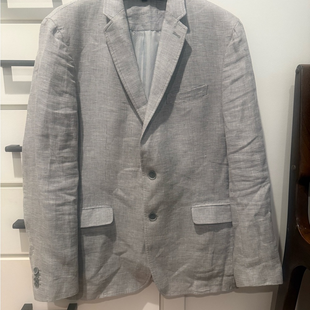 Banana Republic Light Gray Plaid Blazer